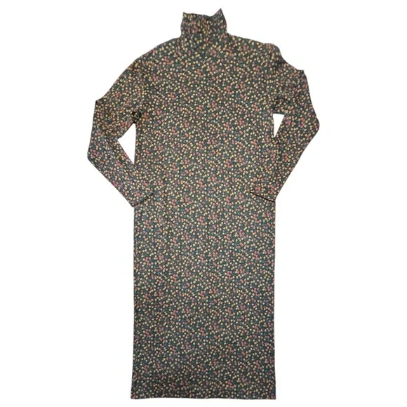 Vintage 90s Lands' End Turtleneck Long Sleeve midi Dress M - Picture 3 of 8